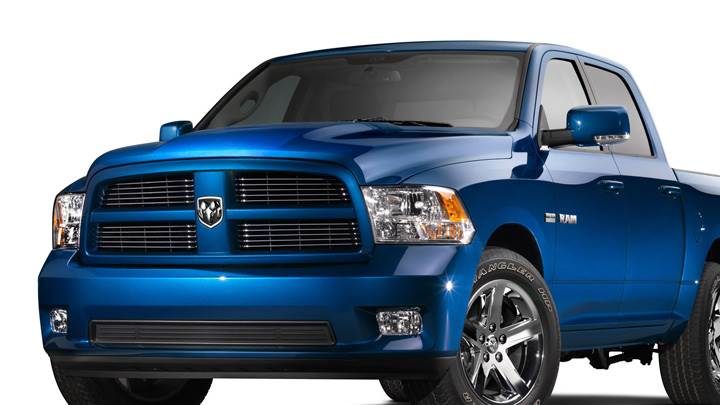 Front Side Pose Of 2009 Dodge Ram Sport  In Blue N White Background